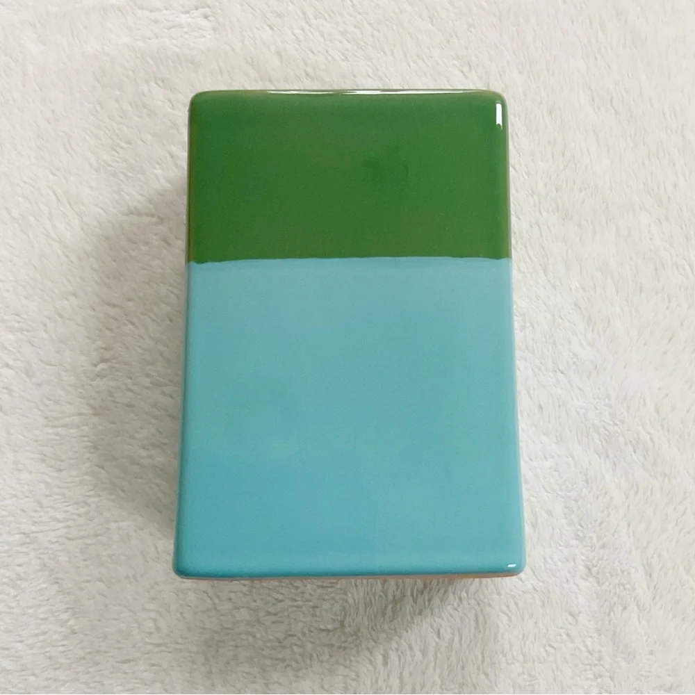 Red Envelope Portugal Ceramic Vase Green Blue Color Block Modern 6”